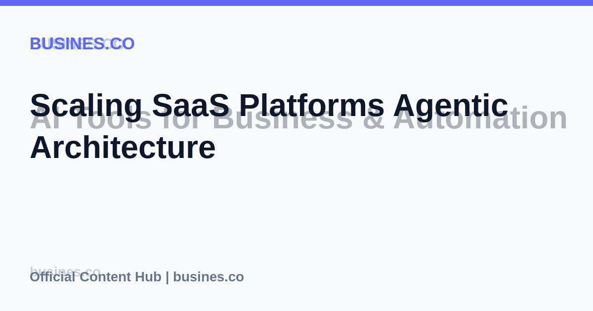 Scaling SaaS Platforms Agentic Architecture